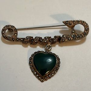Sterling silver Marcasite safety pin style brooch